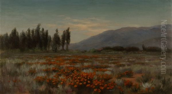 Field Of Poppies Oil Painting by Fannie Eliza Duvall