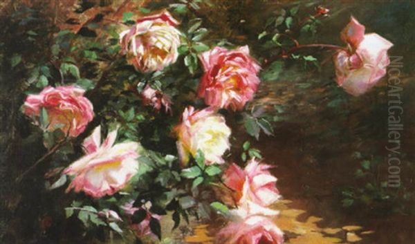 Roses In Sunlight Oil Painting by Fannie Eliza Duvall