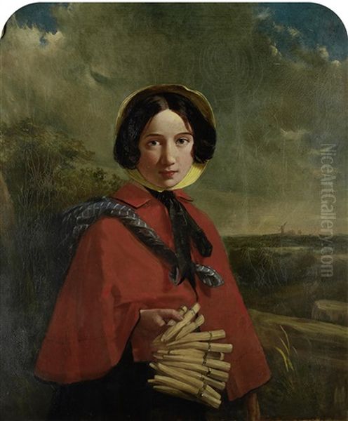 The Artist's Daughter As A Peg Girl Oil Painting by John Duvall