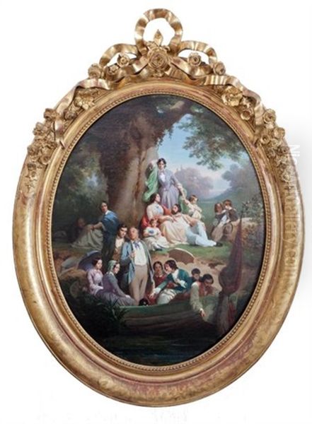 La Partie De Campagne Ou Portrait Familial De La Famille Duval Le Camus Oil Painting by Jules Alexandre Duval-Lecamus