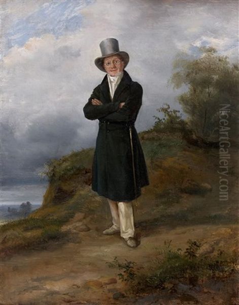 Portrait De Gentilhomme Sur Une Falaise Oil Painting by Jules Alexandre Duval-Lecamus