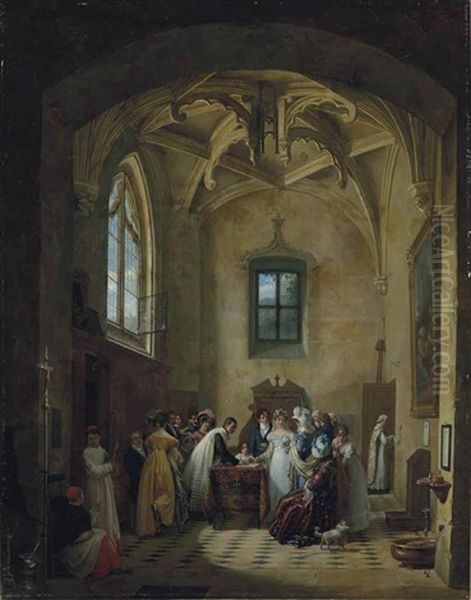 L'acte De Mariage Oil Painting by Pierre Duval-Lecamus