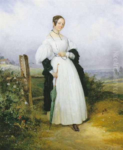 Femme Dans Un Paysage Oil Painting by Pierre Duval-Lecamus