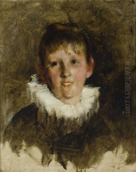 Portrait Of A Young Woman Oil Painting by Frank Duveneck