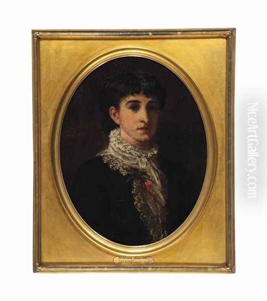 Portrait Of Genevieve Welling Oil Painting by Frank Duveneck