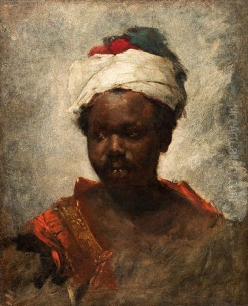 Head Of A Berber Oil Painting by Frank Duveneck