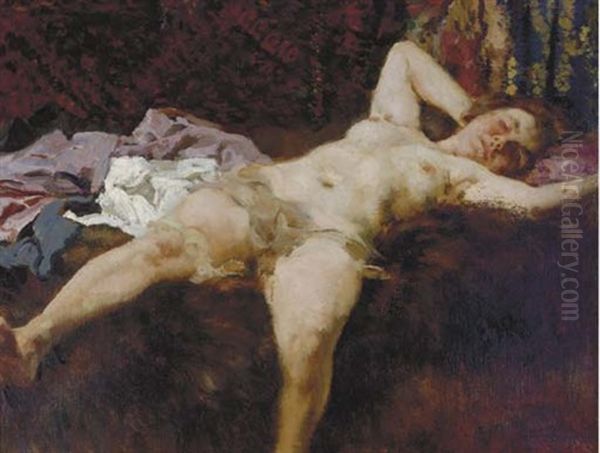 Reclining Nude Oil Painting by Frank Duveneck