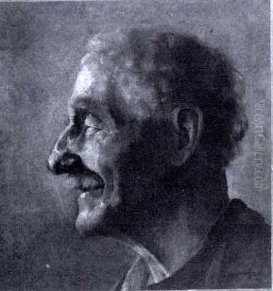 Portrait Of A Gray-haired Man With Mustache Oil Painting by Frank Duveneck