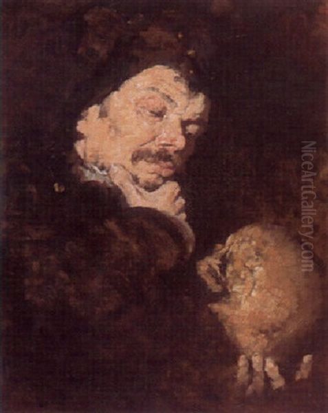 Der Mann Und Der Tod Oil Painting by Frank Duveneck