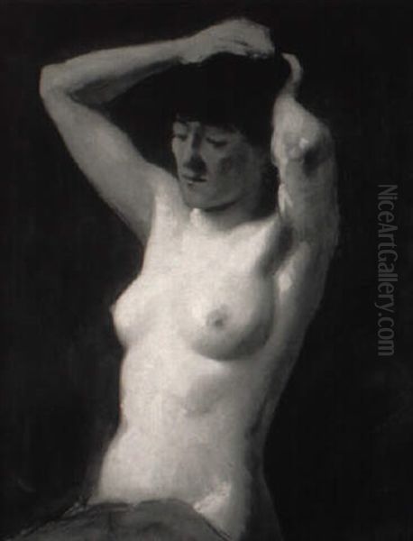 Half Draped Nude Oil Painting by Frank Duveneck