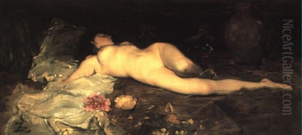 Reclining Nude Oil Painting by Frank Duveneck