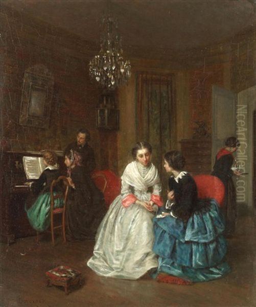 Confidences Oil Painting by Theophile Emmanuel Duverger