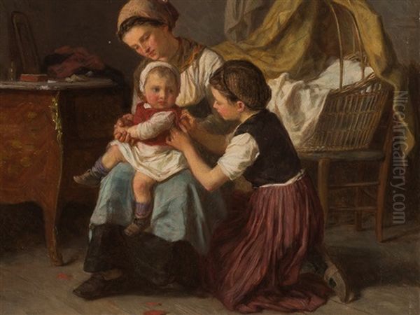 Getting Dressed Oil Painting by Theophile Emmanuel Duverger