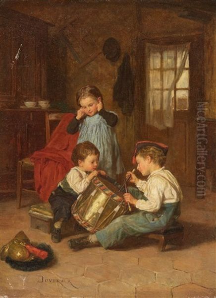 The Little Drummer Oil Painting by Theophile Emmanuel Duverger