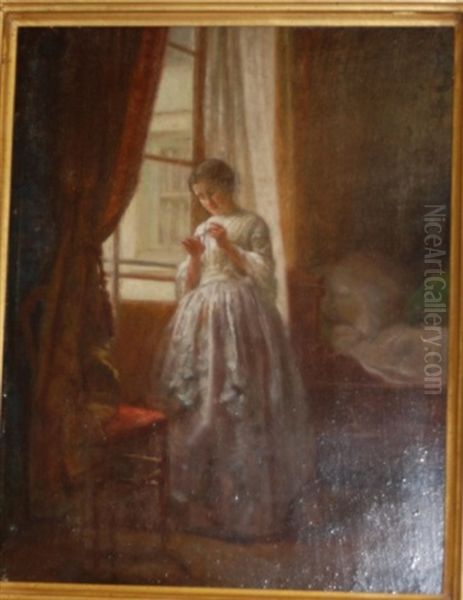 Dame Bei Der Manicure Oil Painting by Theophile Emmanuel Duverger