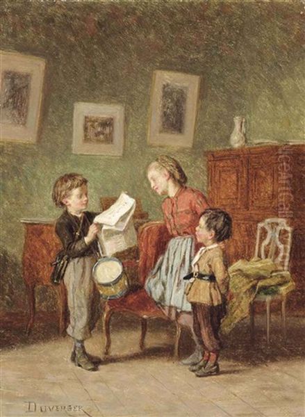 The Drummer Boy Oil Painting by Theophile Emmanuel Duverger