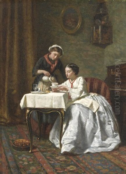 Time For Tea Oil Painting by Theophile Emmanuel Duverger