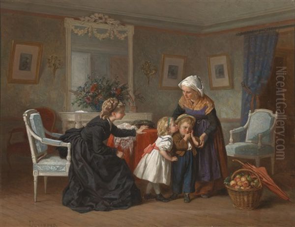 Besuch Vom Lande Oil Painting by Theophile Emmanuel Duverger