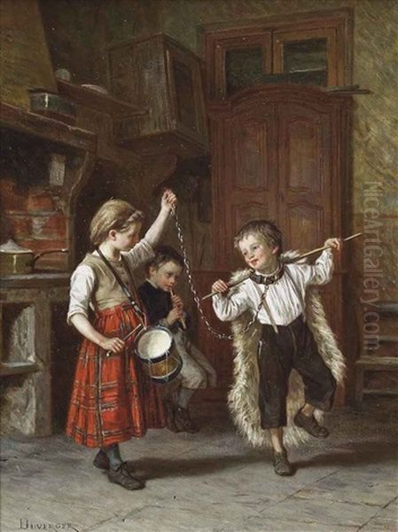 Dancing Bears Oil Painting by Theophile Emmanuel Duverger