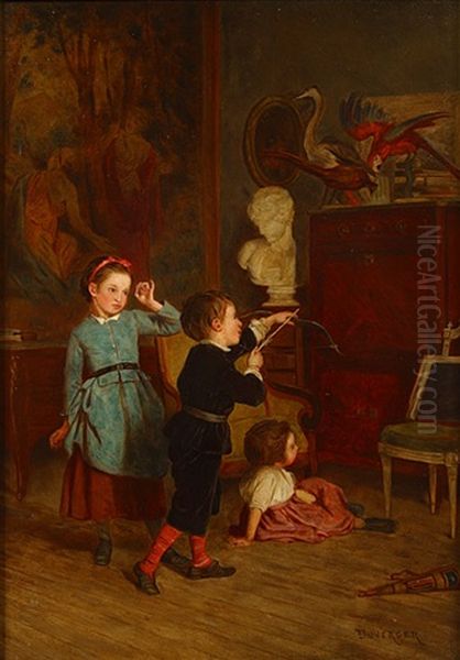 Spelende Kinderen Oil Painting by Theophile Emmanuel Duverger