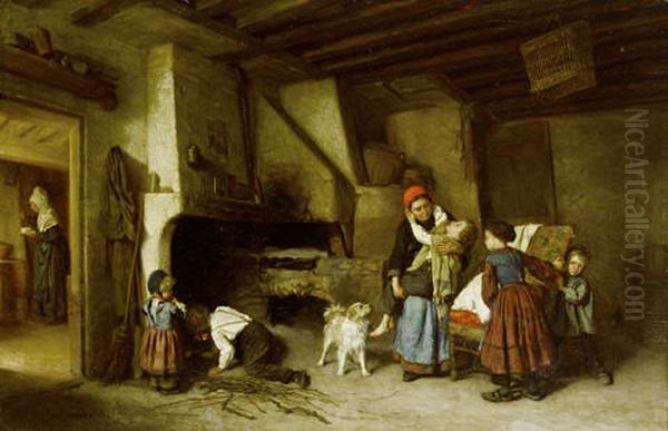 Tired Out Oil Painting by Theophile Emmanuel Duverger