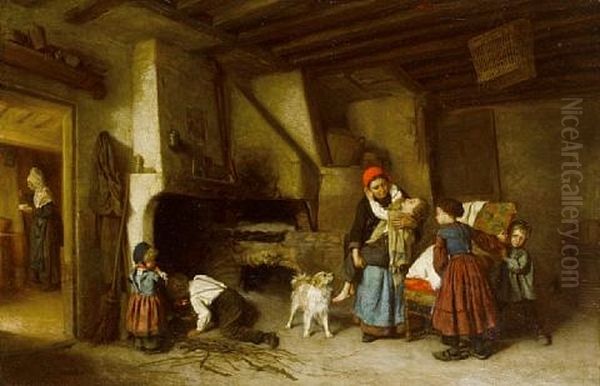 Tired Out Oil Painting by Theophile Emmanuel Duverger