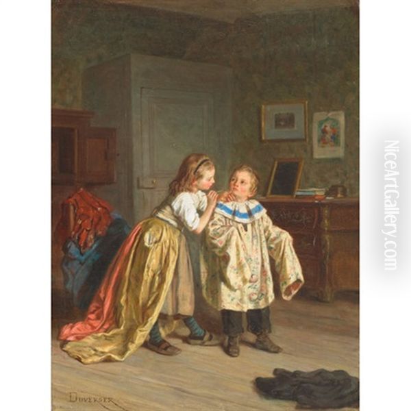 Amateur Theatricals Oil Painting by Theophile Emmanuel Duverger