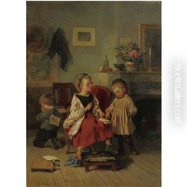 The Stern Teacher Oil Painting by Theophile Emmanuel Duverger