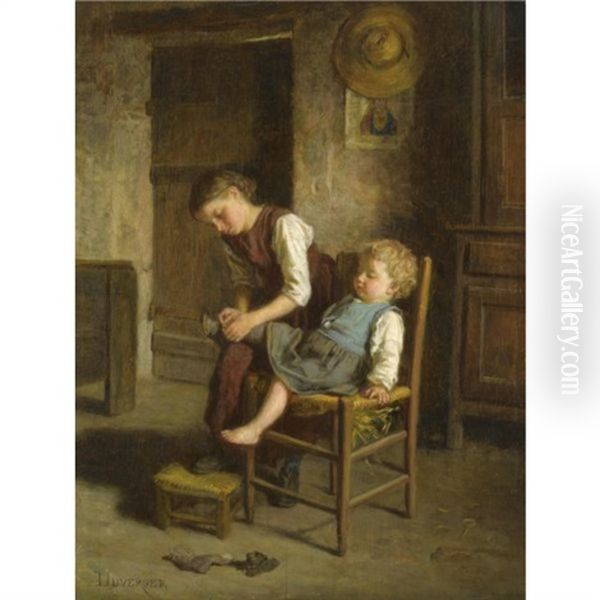 Soeurs Oil Painting by Theophile Emmanuel Duverger