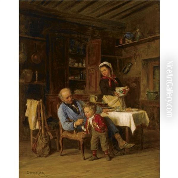 The First Smoke Oil Painting by Theophile Emmanuel Duverger