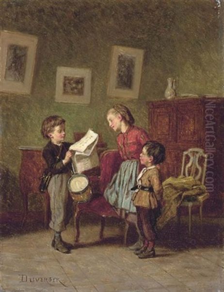 The Drummer Boy Oil Painting by Theophile Emmanuel Duverger