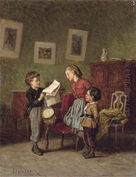 The Drummer Boy Oil Painting by Theophile Emmanuel Duverger