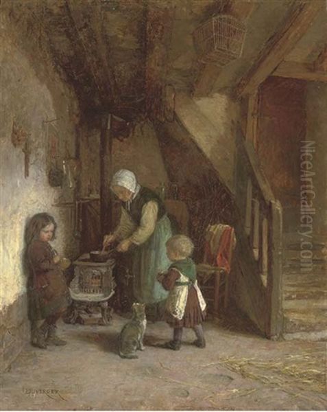 Supper Time Oil Painting by Theophile Emmanuel Duverger