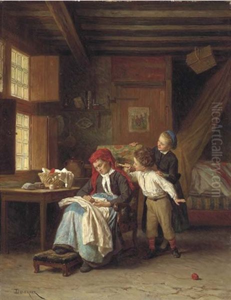 The Rude Awakening Oil Painting by Theophile Emmanuel Duverger