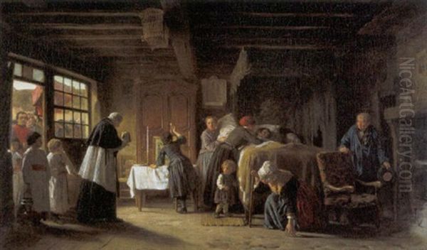 Les Derniers Sacrements Oil Painting by Theophile Emmanuel Duverger