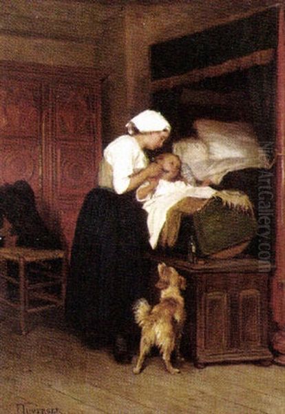 The Sick Child Oil Painting by Theophile Emmanuel Duverger