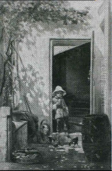 Young Boy At The Kitchen Door by Theophile Emmanuel Duverger