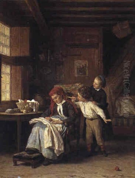 The Rude Awakening Oil Painting by Theophile Emmanuel Duverger