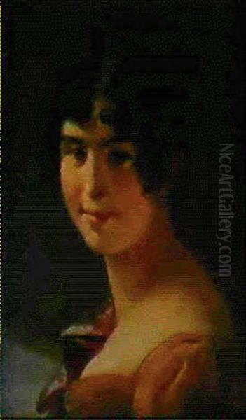 Portrait De Adele Foucher Oil Painting by Louise Rose Julie Duvidal De Montferrier