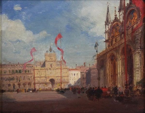 Piazza San Marco, Venice Oil Painting by Henri Duvieux