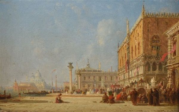 Procession Sur La Place Saint-marc A Venise Oil Painting by Henri Duvieux