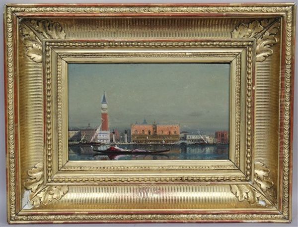 Gondolier Devant Le Palais Des Doges A Venise Oil Painting by Henri Duvieux