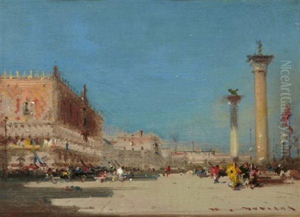 La Place Saint Marc, Venise Oil Painting by Henri Duvieux