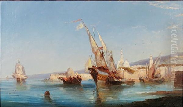 Les Voiliers Sur La Cote Turque Oil Painting by Henri Duvieux