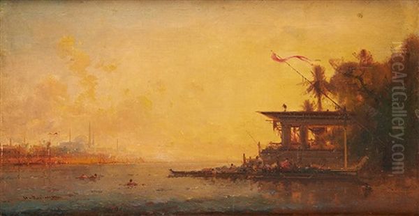 Soleil Couchant Sur Le Bosphore Oil Painting by Henri Duvieux