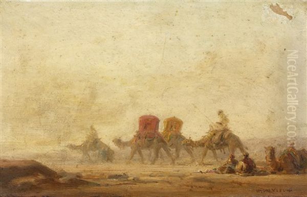 La Caravane Oil Painting by Henri Duvieux