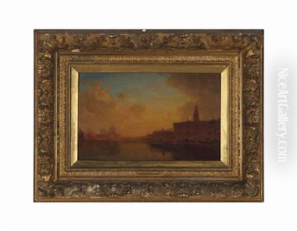 Venice At Sunset Oil Painting by Henri Duvieux