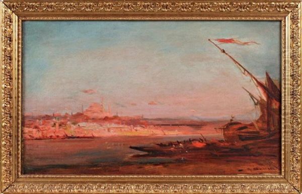 Constantinople Vue Du Bosphore Oil Painting by Henri Duvieux