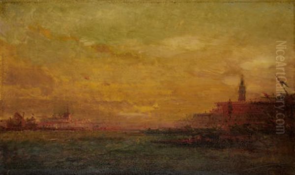 View Of Istanbul (+ View Of Venice; Pair) Oil Painting by Henri Duvieux