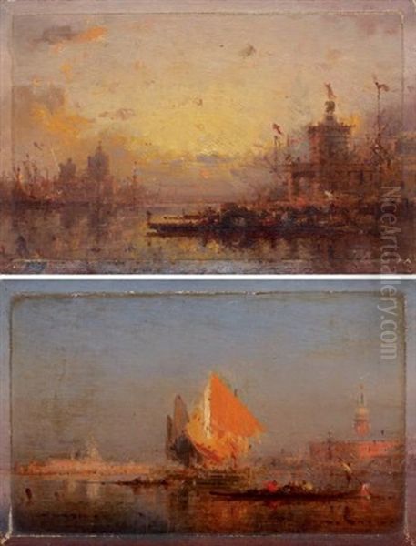 Venise Au Crepuscule (+ Another; Pair) Oil Painting by Henri Duvieux